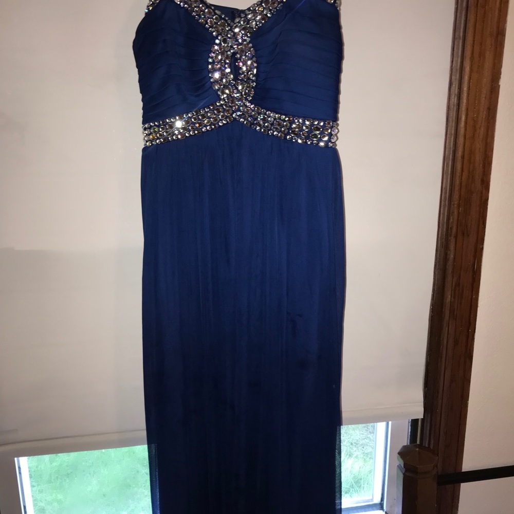 Strapless Blue Homecoming Dress